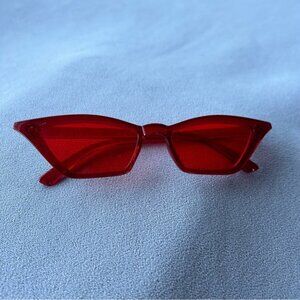 Clear Red Frame Cat Eye ~ Square Frame ~ Red Lens